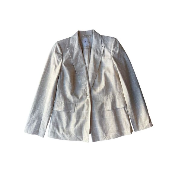 Madewell The Slim Blazer in Sesame Maeve Glen Plaid Size M - Picture 8 of 11